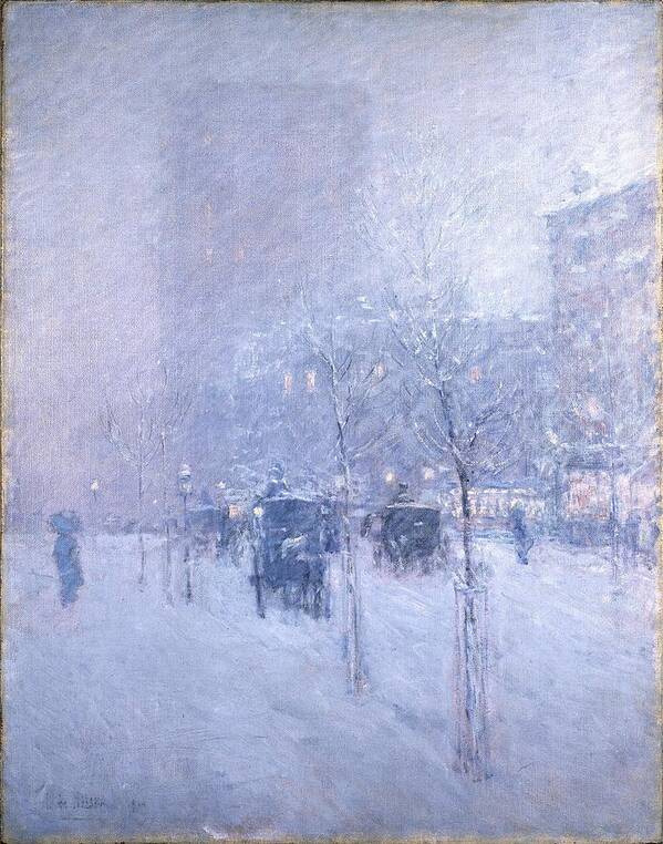 Frederick Childe Hassam (american Poster featuring the painting New York Winter by MotionAge Designs
