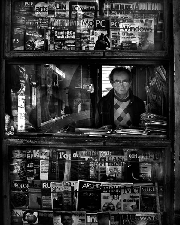 Napoli Poster featuring the photograph Newsagent... by Antonio Grambone