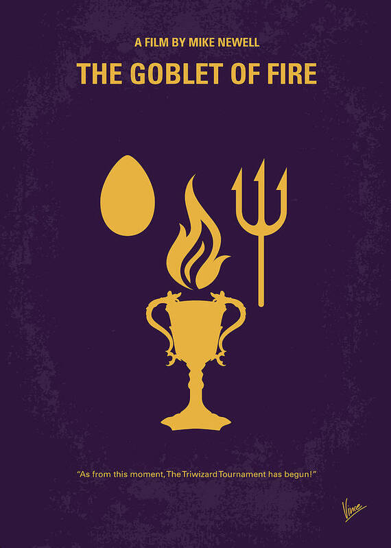 Goblet Poster featuring the digital art No101-4 My HP - GOBLET OF FIRE minimal movie poster by Chungkong Art