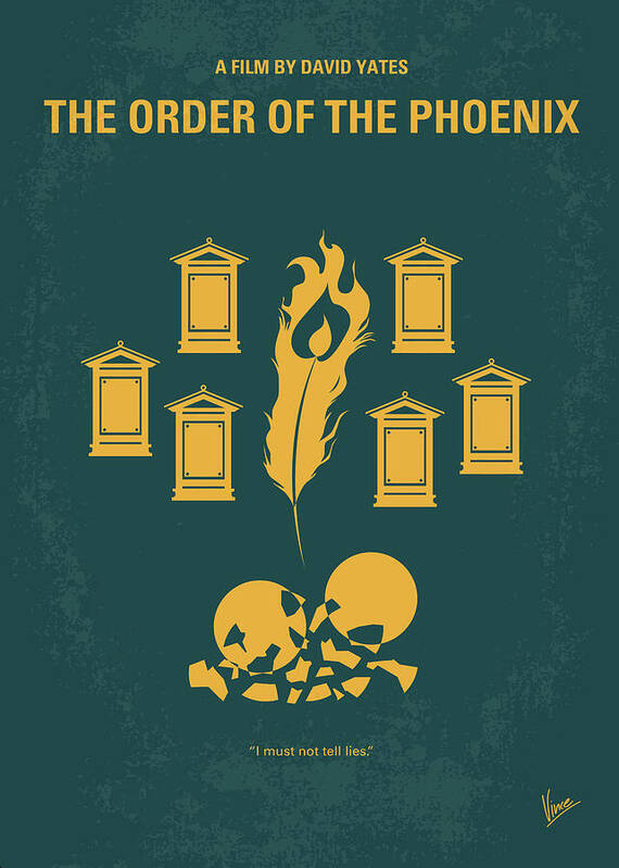Hp - Order Of The Phoenix Poster featuring the digital art No101-5 My HP - ORDER OF THE PHOENIX minimal movie poster by Chungkong Art