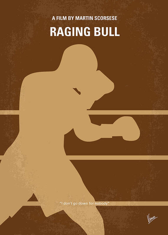 Raging Bull Poster featuring the digital art No174 My Raging Bull minimal movie poster by Chungkong Art