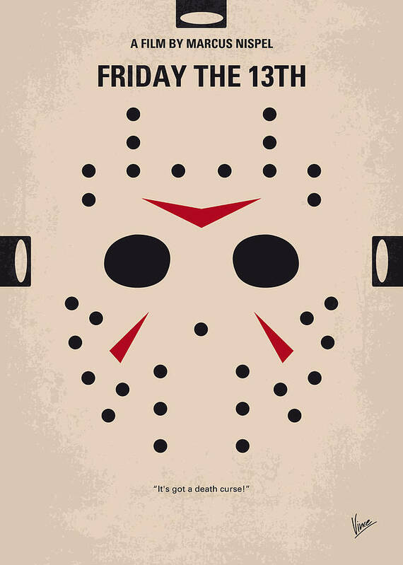 Friday The 13th Poster featuring the digital art No449 My Friday the 13th minimal movie poster by Chungkong Art