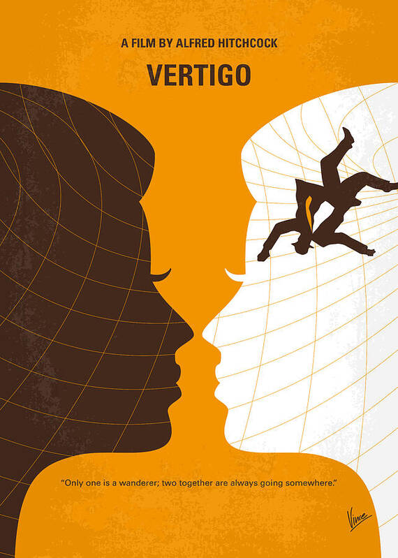 Vertigo Poster featuring the digital art No510 My Vertigo minimal movie poster by Chungkong Art