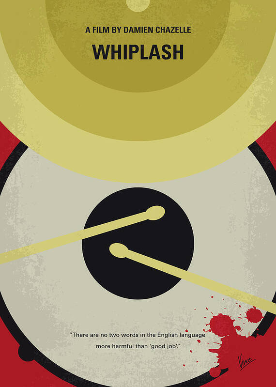 Whiplash Poster featuring the digital art No761 My Whiplash minimal movie poster by Chungkong Art
