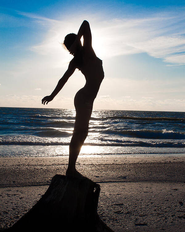 Nude Poster featuring the photograph Nude Silhouette Beach by Jack Stroube 