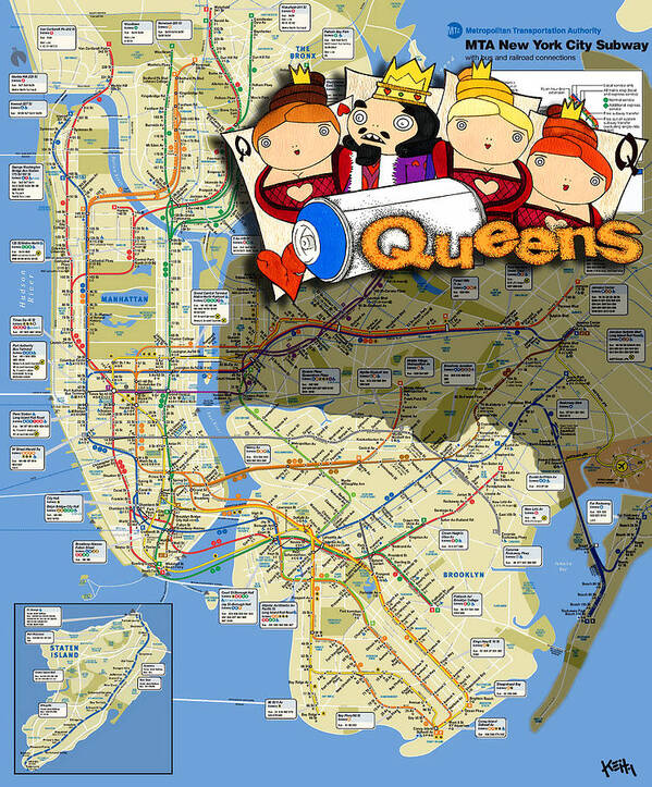 Nyc Subway Map Queens Poster By Turtle Caps