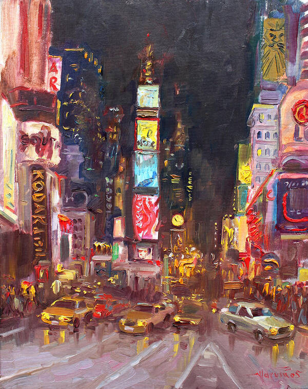 New York City Poster featuring the painting NYC Times Square by Ylli Haruni