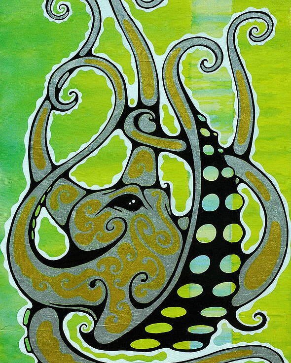 Octopus Poster featuring the painting Octopus by John Benko