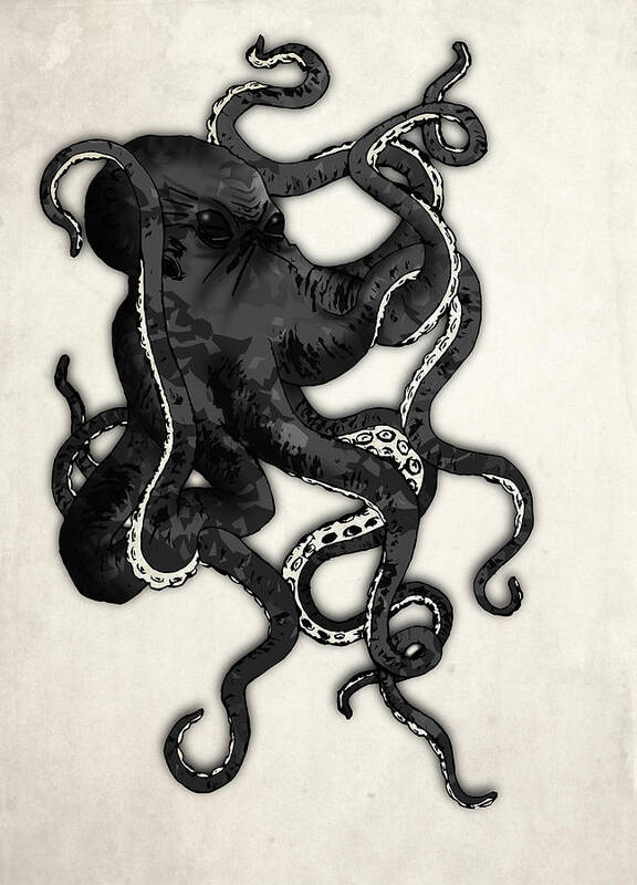 Sea Poster featuring the digital art Octopus by Nicklas Gustafsson