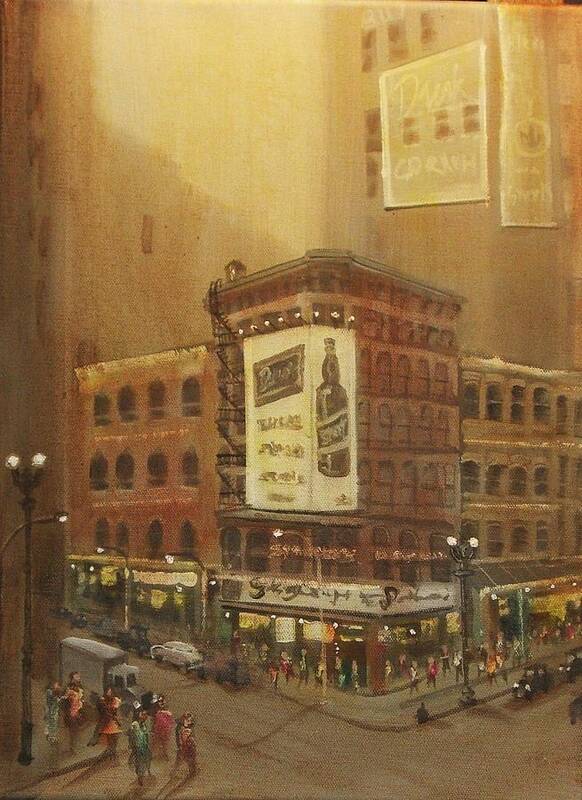 City Noir Poster featuring the painting Old Chicago by Tom Shropshire