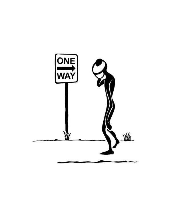 Stick Figure Poster featuring the drawing One Way by Franklin Kielar