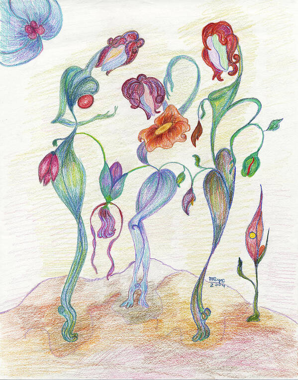 Figurative Art Paintings Poster featuring the drawing Orchids by Mila Ryk