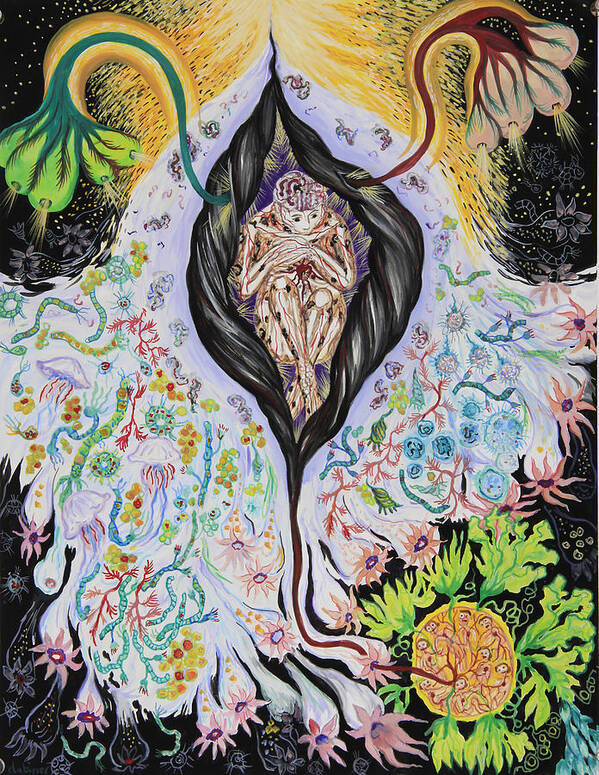 Birth Poster featuring the painting Out of the Void by Shoshanah Dubiner