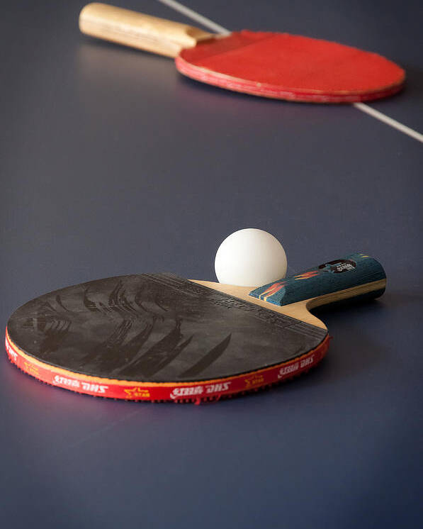 Ping Pong Poster featuring the photograph Paddles and Ball by Frank Mari