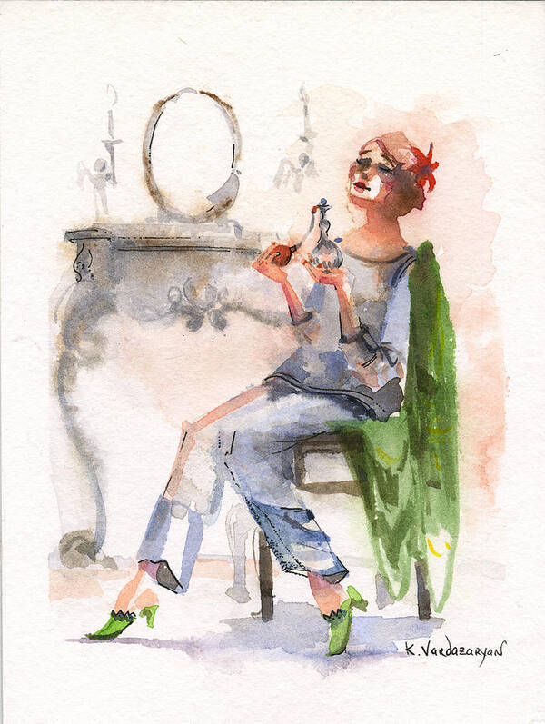 Watercolor Poster featuring the painting Parfum by Kristina Vardazaryan