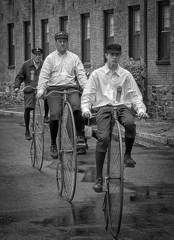 Massachusetts Poster featuring the photograph Penny Farthing Bikes BW by Rick Mosher