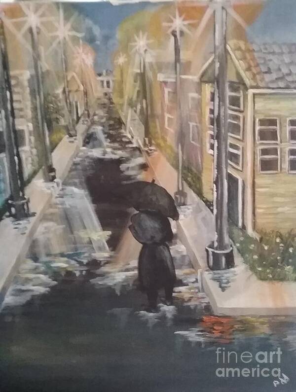Rain Poster featuring the painting Persistence by Saundra Johnson