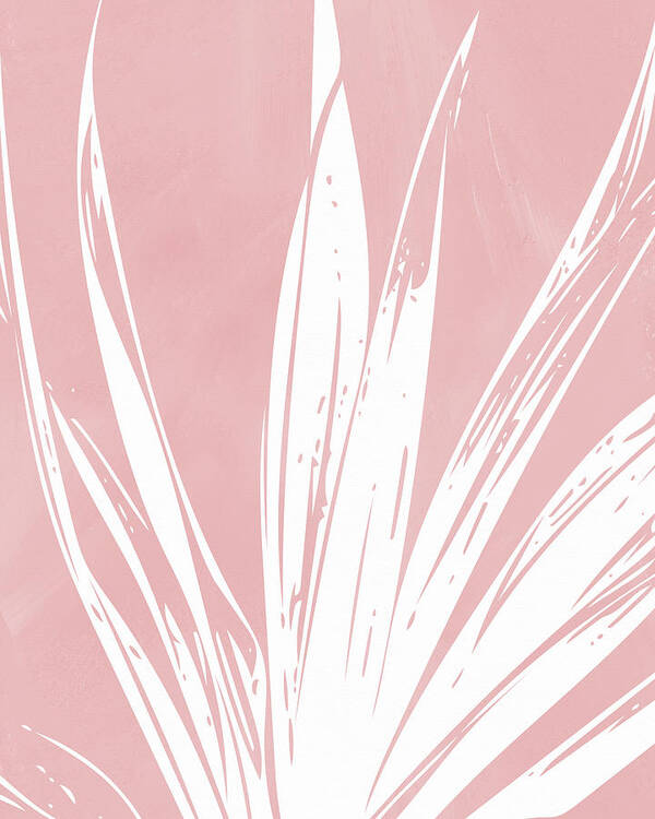 Leaf Poster featuring the mixed media Pink and White Tropical Leaf- Art by Linda Woods by Linda Woods
