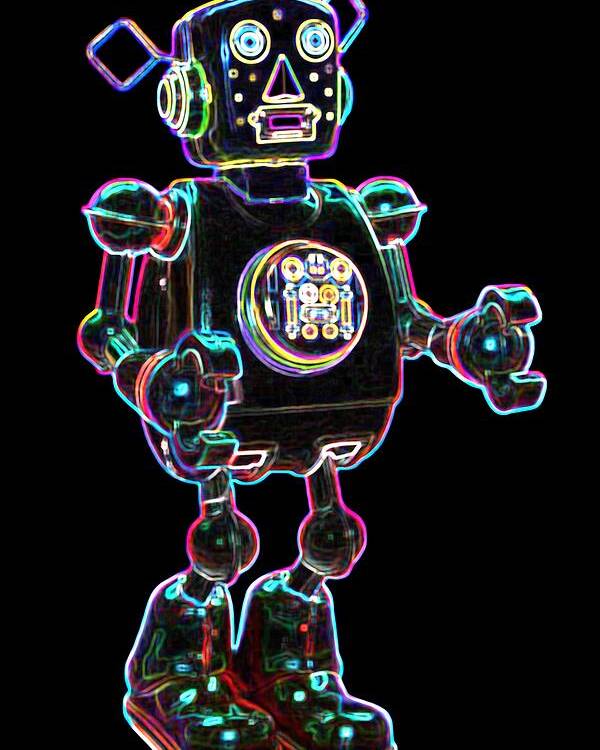 Robot Poster featuring the digital art Planet Robot by DB Artist