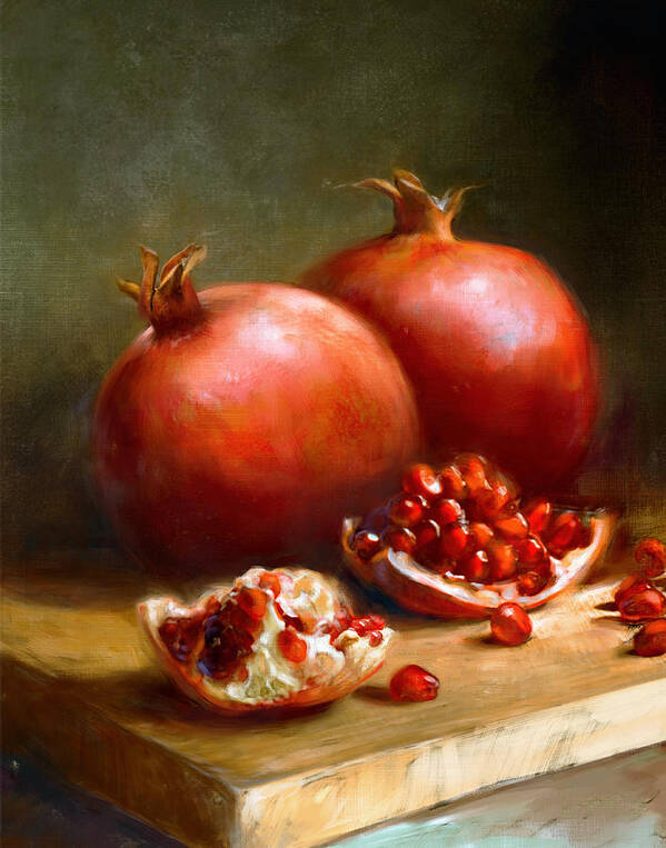 Pomegranates Poster featuring the painting Pomegranates by Robert Papp