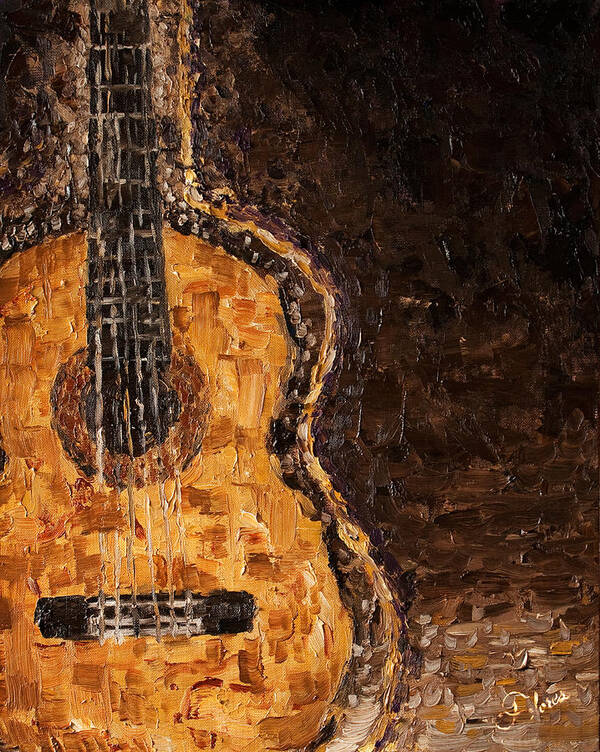 Guitar Poster featuring the painting Portrait of a Guitar by Carlos Flores