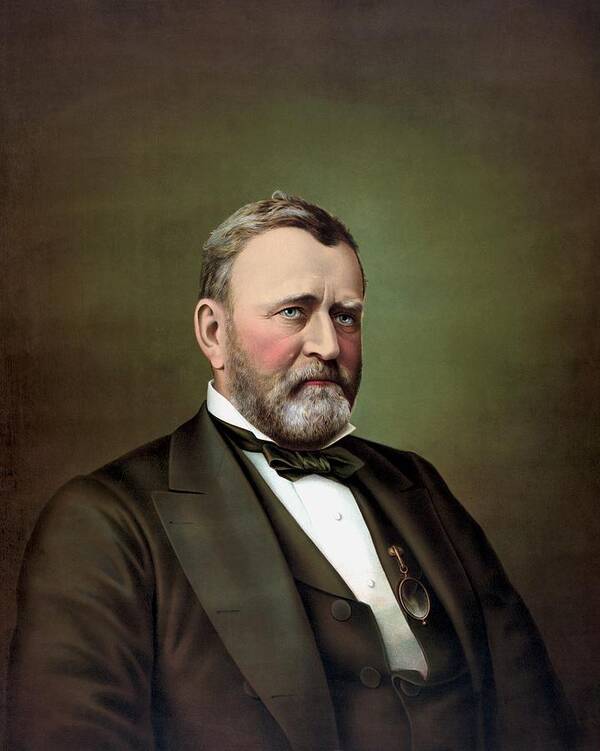 President Grant Poster featuring the painting President Ulysses S Grant Portrait by War Is Hell Store