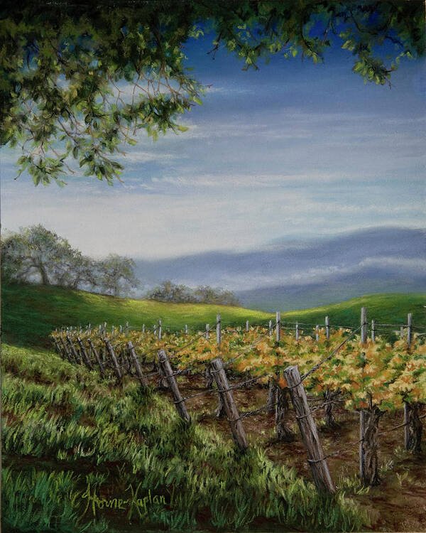 Vineyards Poster featuring the pastel Private Selection by Denise Horne-Kaplan