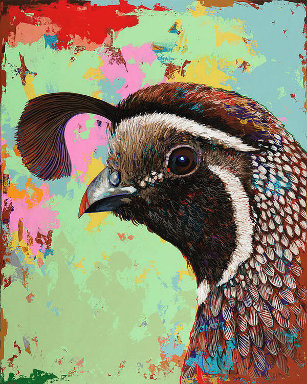 Quail Poster featuring the painting Quail by David Palmer