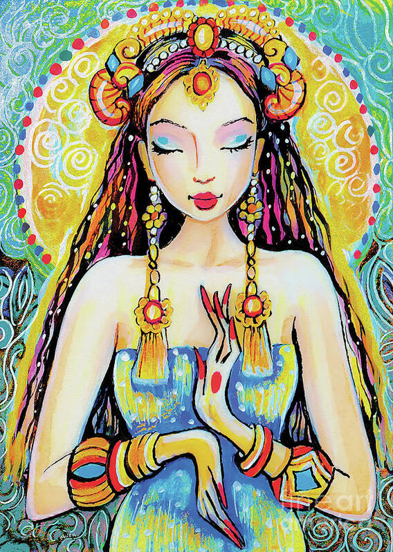 Indian Goddess Poster featuring the painting Quan Yin by Eva Campbell