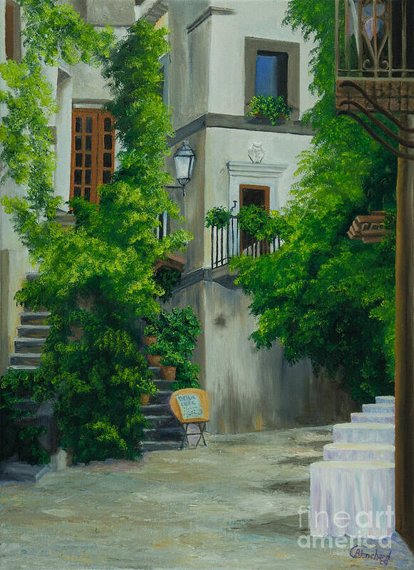 Italy Street Painting Poster featuring the painting Ready for Business by Charlotte Blanchard