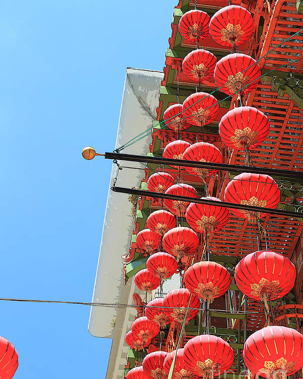 Red Poster featuring the painting Red Chinese Lanterns by Jeanette French