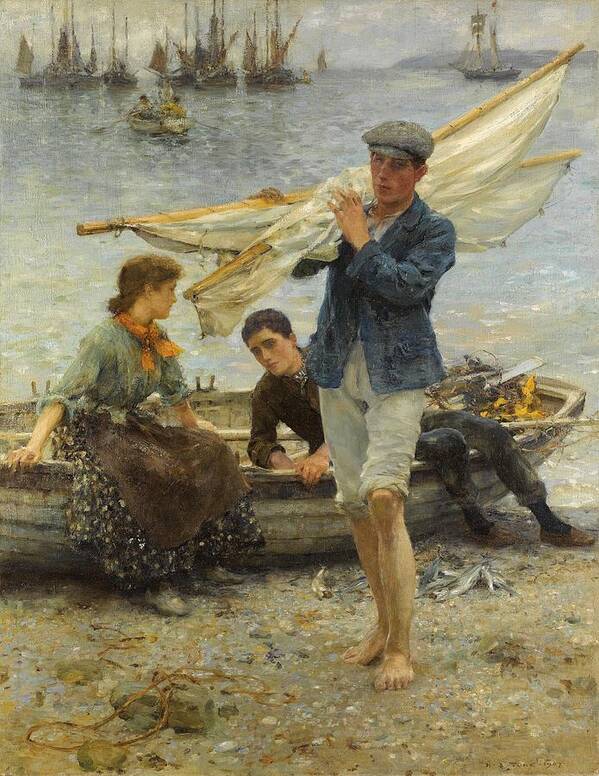 Return From Fishing Poster featuring the painting Return from Fishing by Henry Scott Tuke