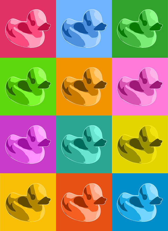 Rubber Ducks Poster featuring the digital art Rubber Ducks by Michael Tompsett