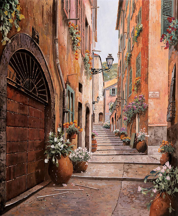 Rue Poster featuring the painting rue Malonat in Nice by Guido Borelli