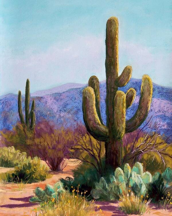 Saguaro Poster featuring the pastel Saguaro by Candy Mayer