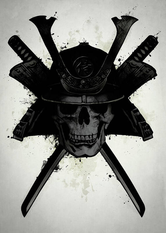 Samurai Poster featuring the digital art Samurai Skull by Nicklas Gustafsson