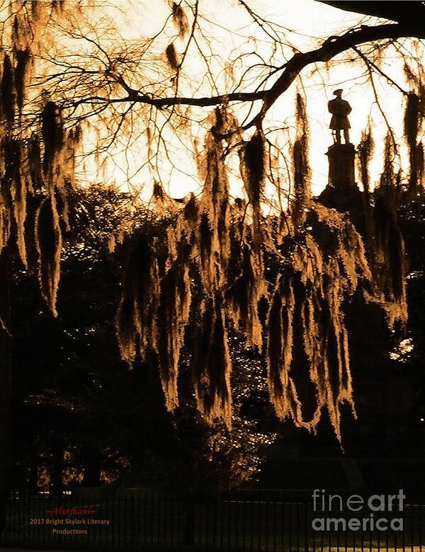 Sculpture Poster featuring the photograph Savannah Confederate Moss Sunset by Aberjhani's Official Postered Chromatic Poetics