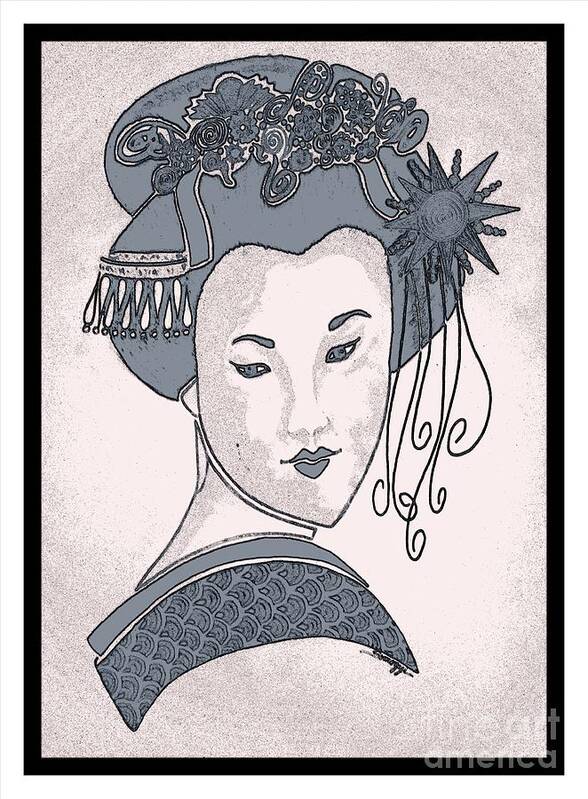 Geisha Poster featuring the digital art Sayaka -- Cartoon Version by Jayne Somogy