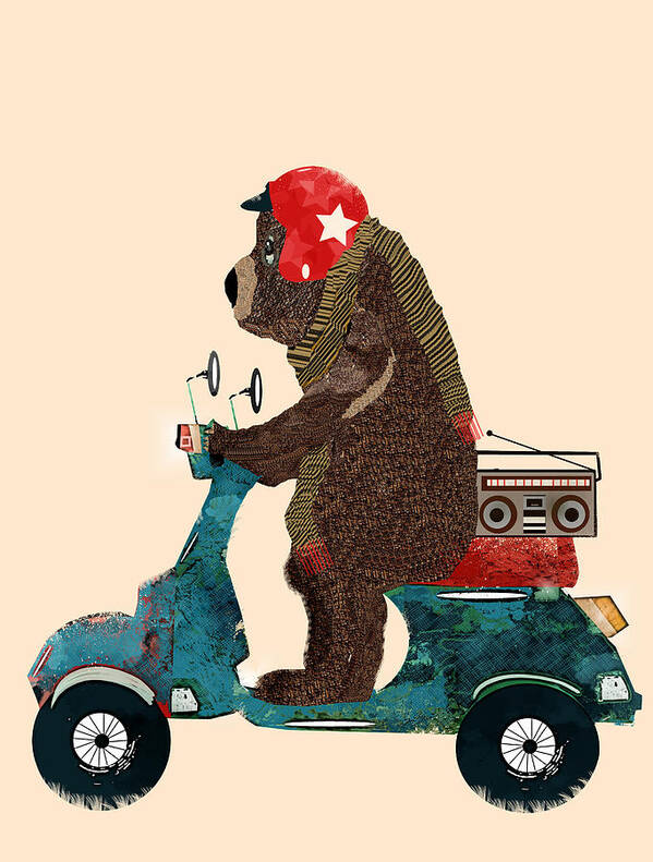 Bears Poster featuring the painting Scooter Bear by Bri Buckley