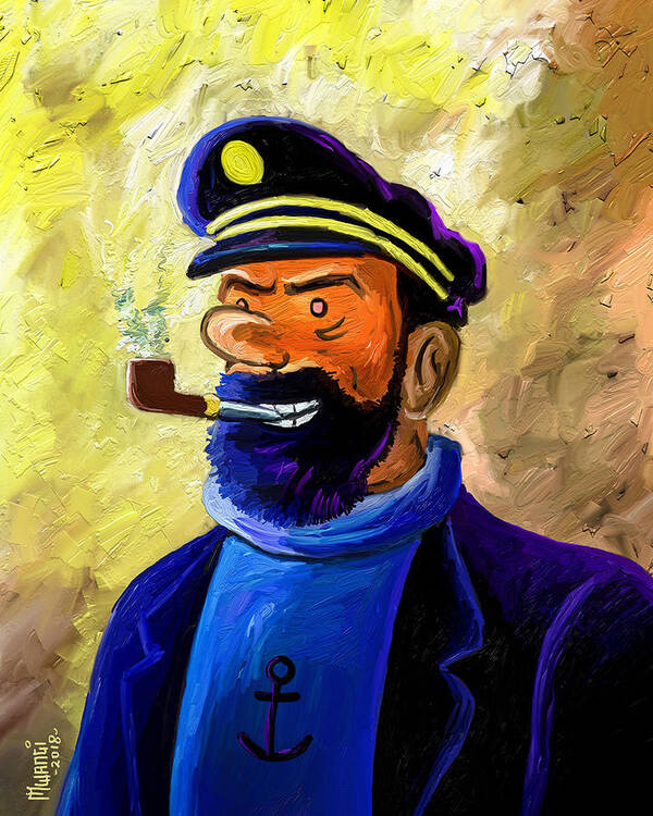 Tintin Poster featuring the painting Old Sea Dog by Anthony Mwangi