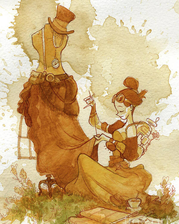 Steampunk Poster featuring the painting Seamstress by Brian Kesinger