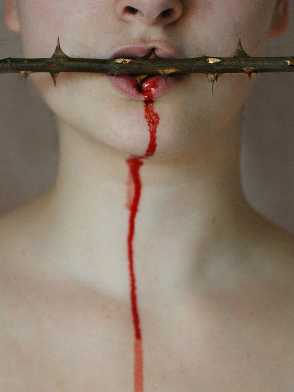 Blood Poster featuring the photograph Self-destruction by Aleksandra Milinkovic