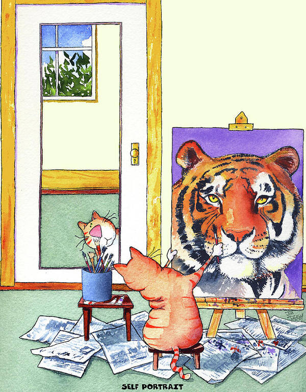 Tiger Poster featuring the painting Self Portrait, Tiger by Jim Tweedy