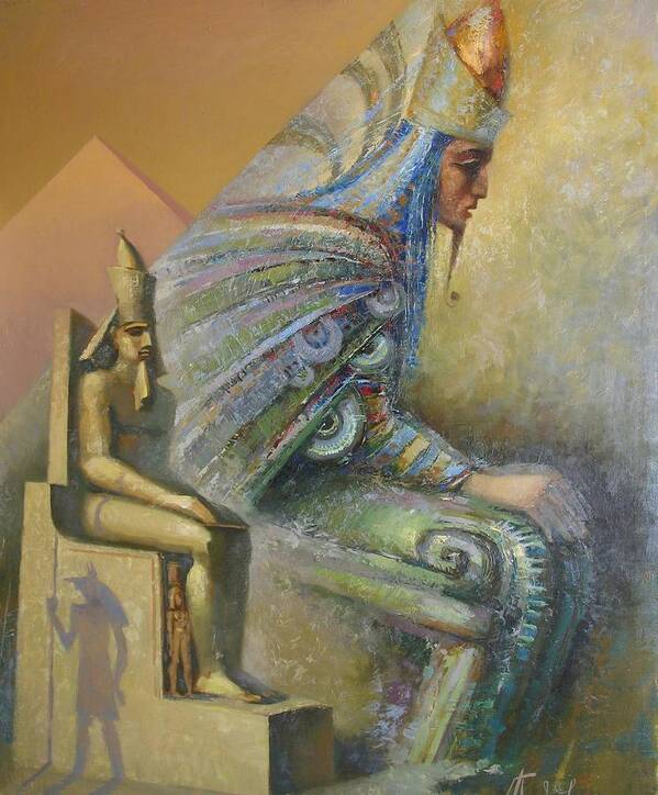 Egyptian God Poster featuring the painting Shadows by Valentina Kondrashova