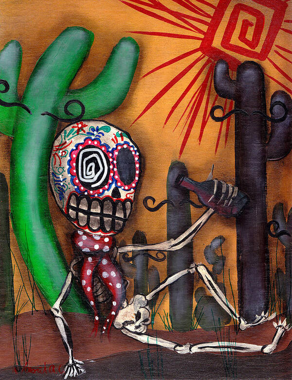 Day Of The Dead Poster featuring the painting Siesta by Abril Andrade