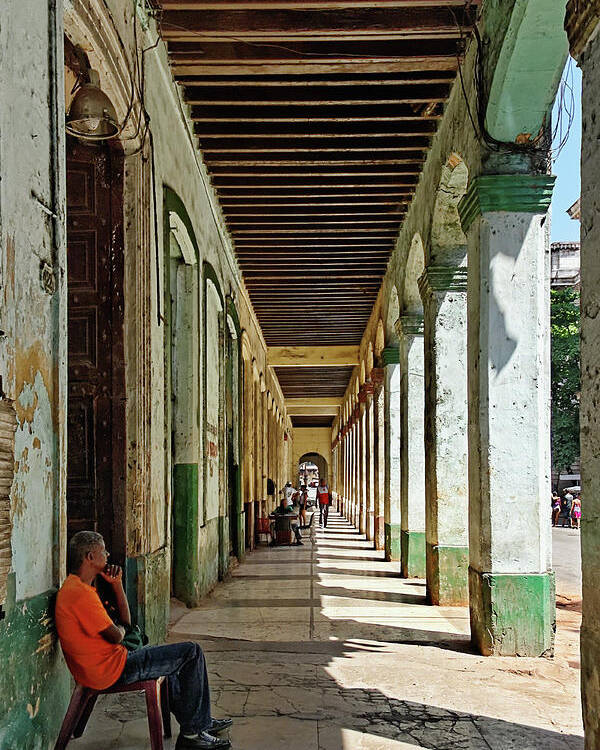 Modern Day Cuba Poster featuring the photograph Sitting in the Shade by Dawn Currie