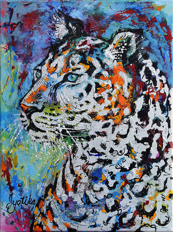 Leopard Poster featuring the painting Snow Leopard by Jyotika Shroff