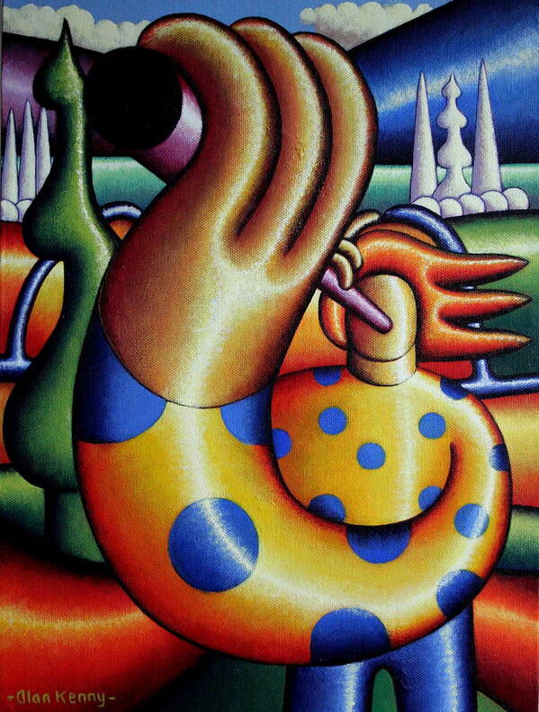 Musician Poster featuring the painting Soft Gloss Musician In Landscape by Alan Kenny