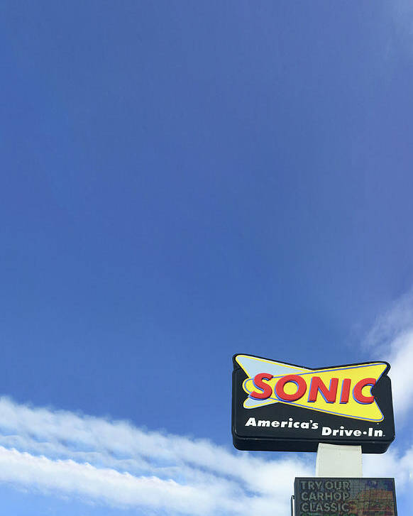 America's Poster featuring the photograph Sonic Americas Drive In Dark Blue Sky by Bert Peake