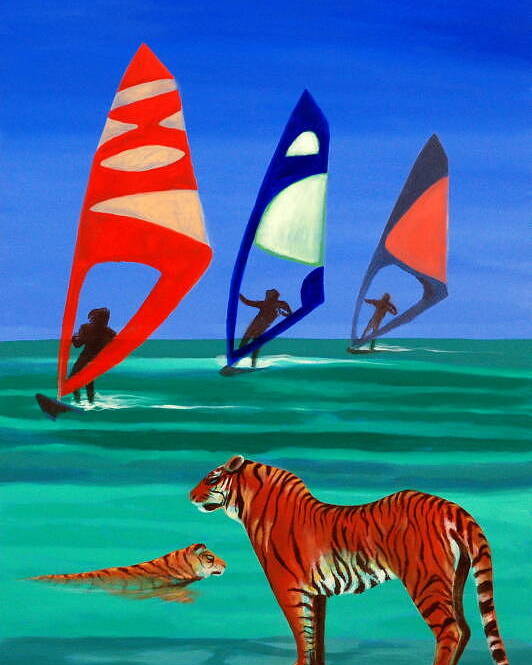 Tigers Poster featuring the painting Tigers Sons of the Sun by Enrico Garff